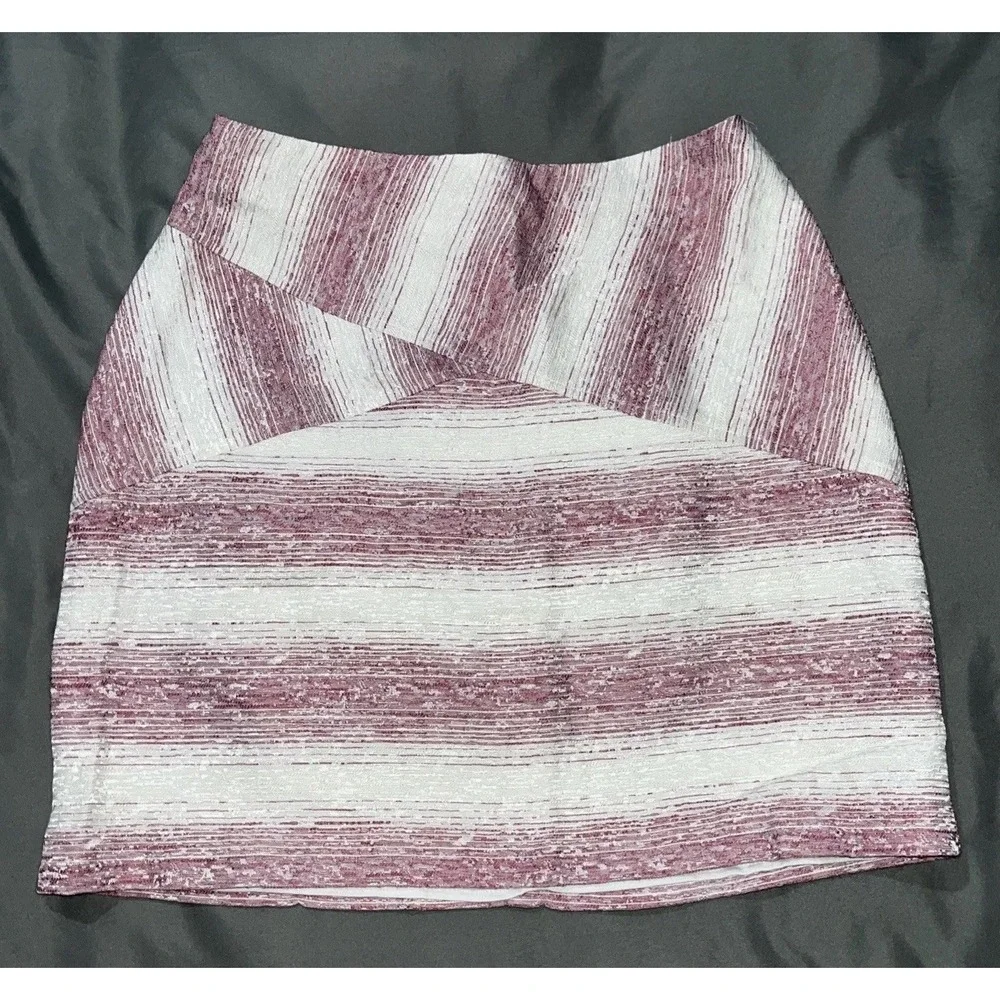 Hutch Anthropologie Stretch Stripe Mini Skirt Pink White